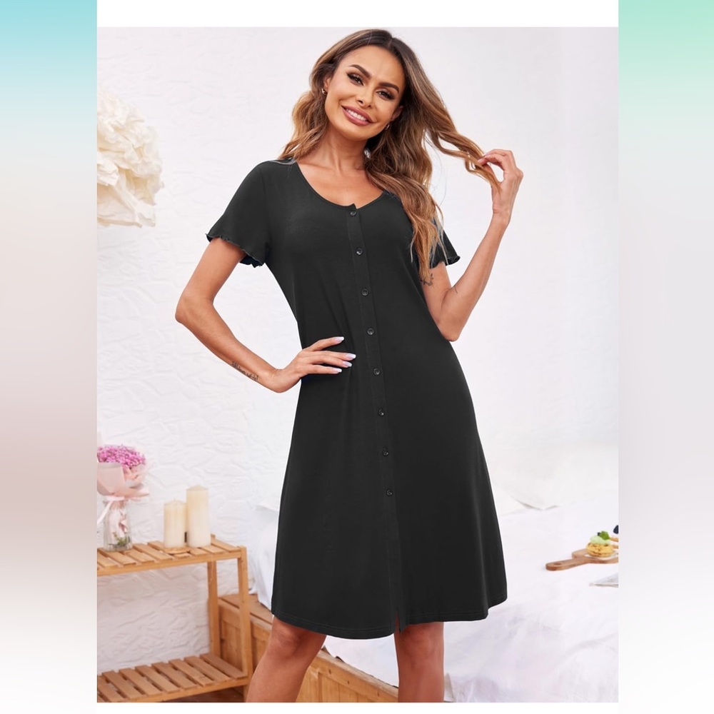 Black Women’s Button Down Nightgown